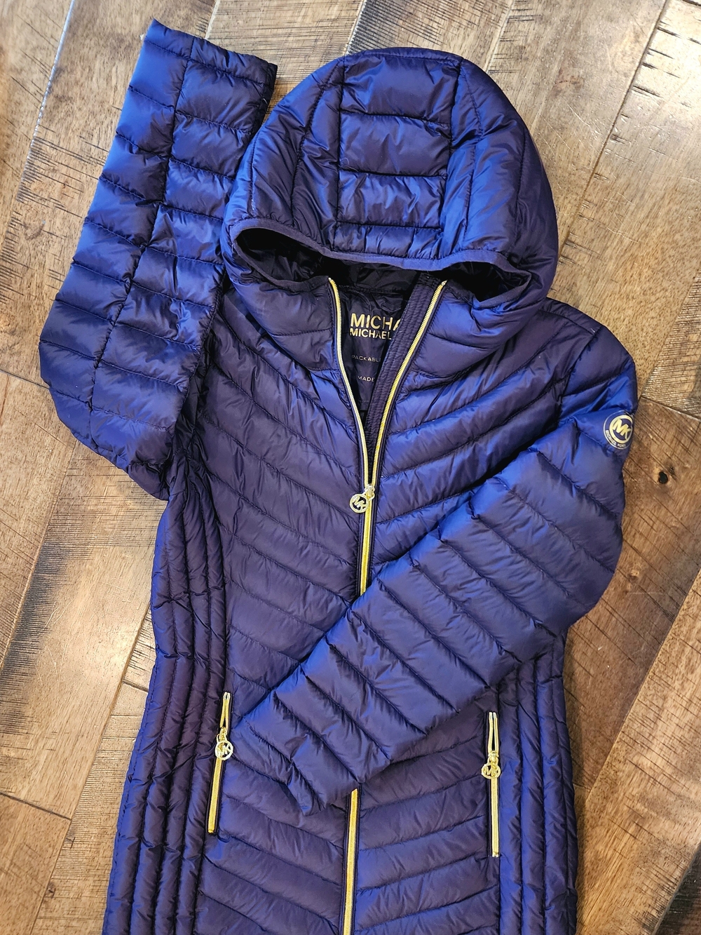 Michael Kors Packable Quilted Hooded Puffer Jacket - Deep Purple